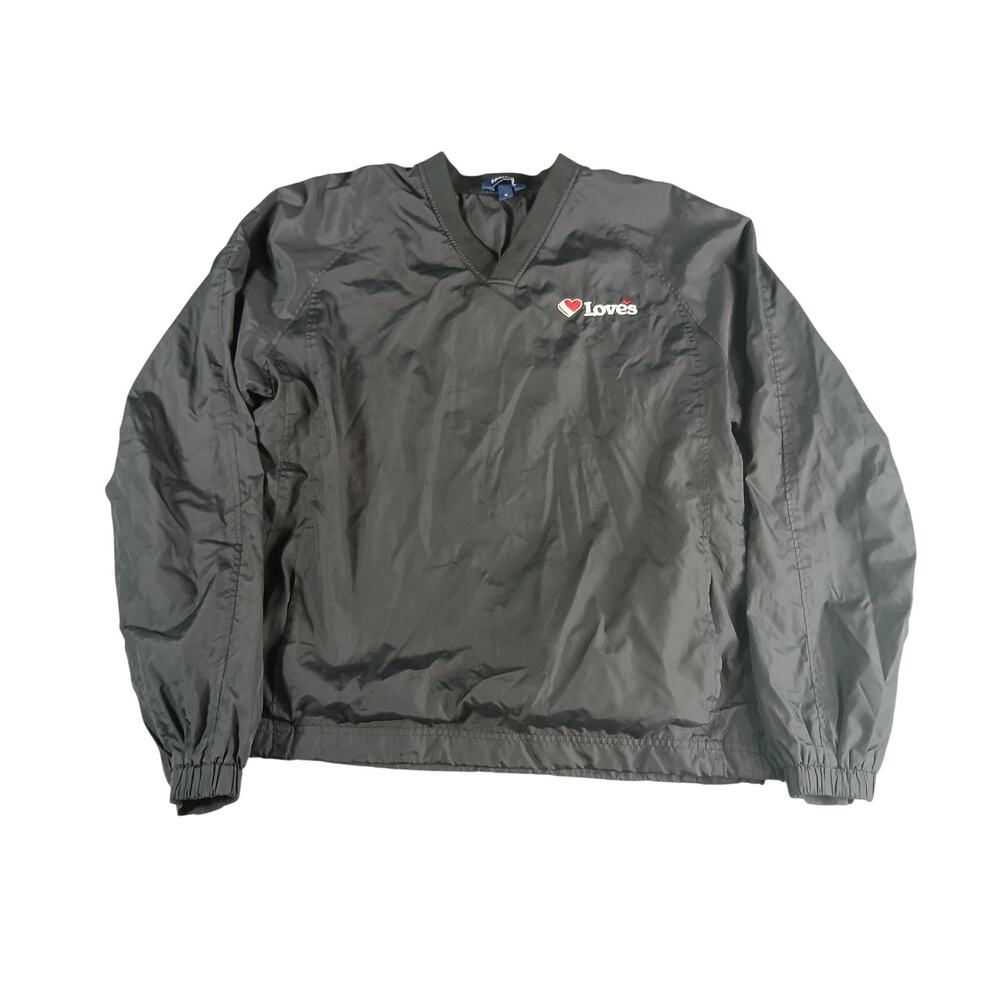 Love's Travel Stop Jacket Medium Black Sport Tek Windbreaker Trucker Lined